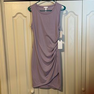 Brand New Purple Leith Ruched BodyCon Dress - Size Medium
